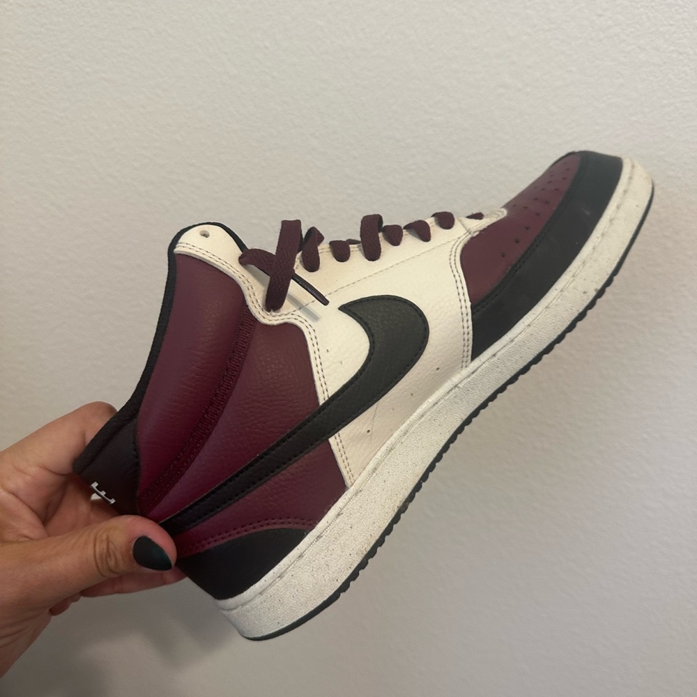 Nike Black and Maroon Sneakers High-Top Iconic Design
